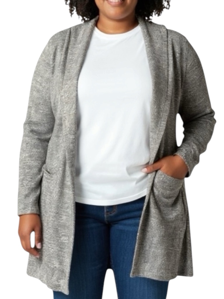 Eileen Fisher Organic Cotton Terry Shawl Collar Jacket Gray Size Med -- Stunning